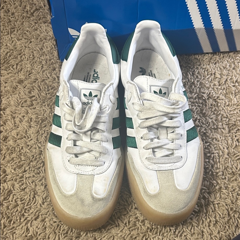 adidas Sambae White and Green Sneakers - Picture 4 of 9